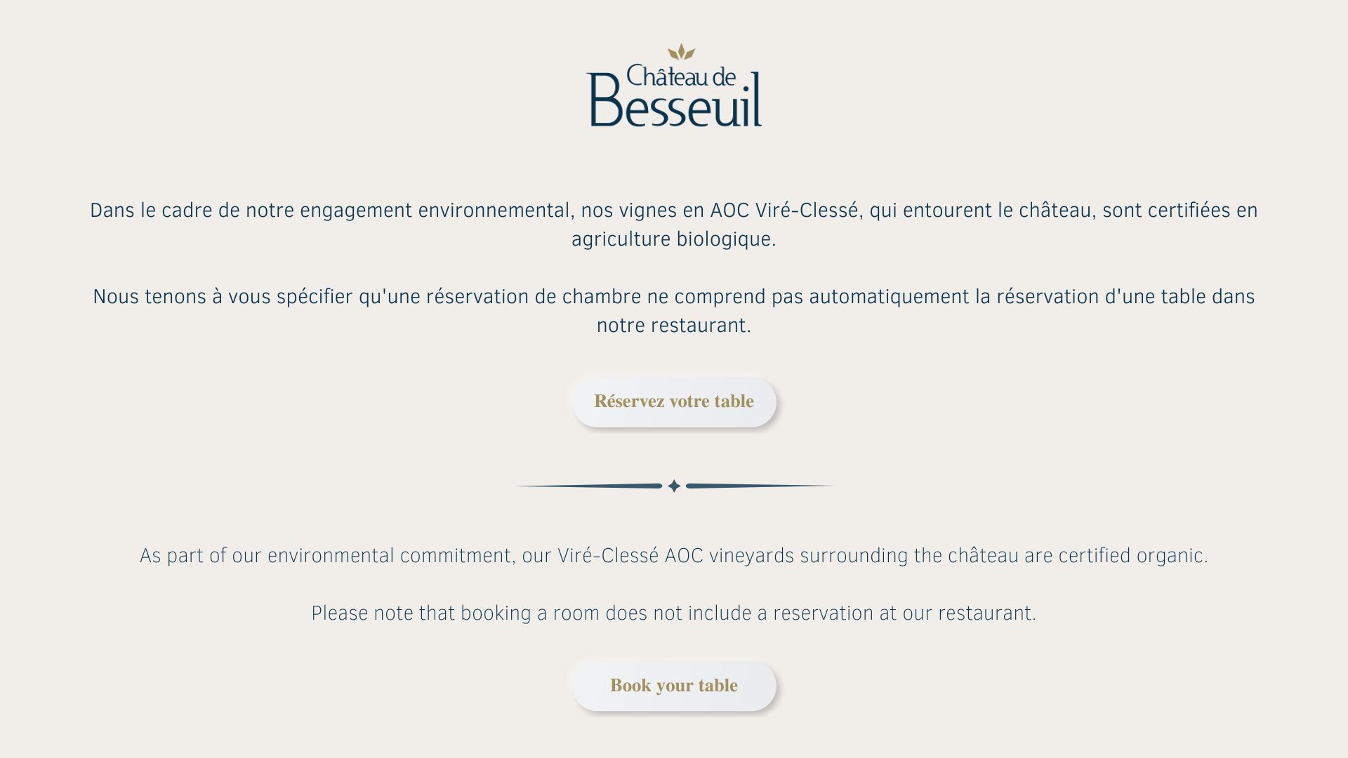 Réservez votre table au Château de Besseuil