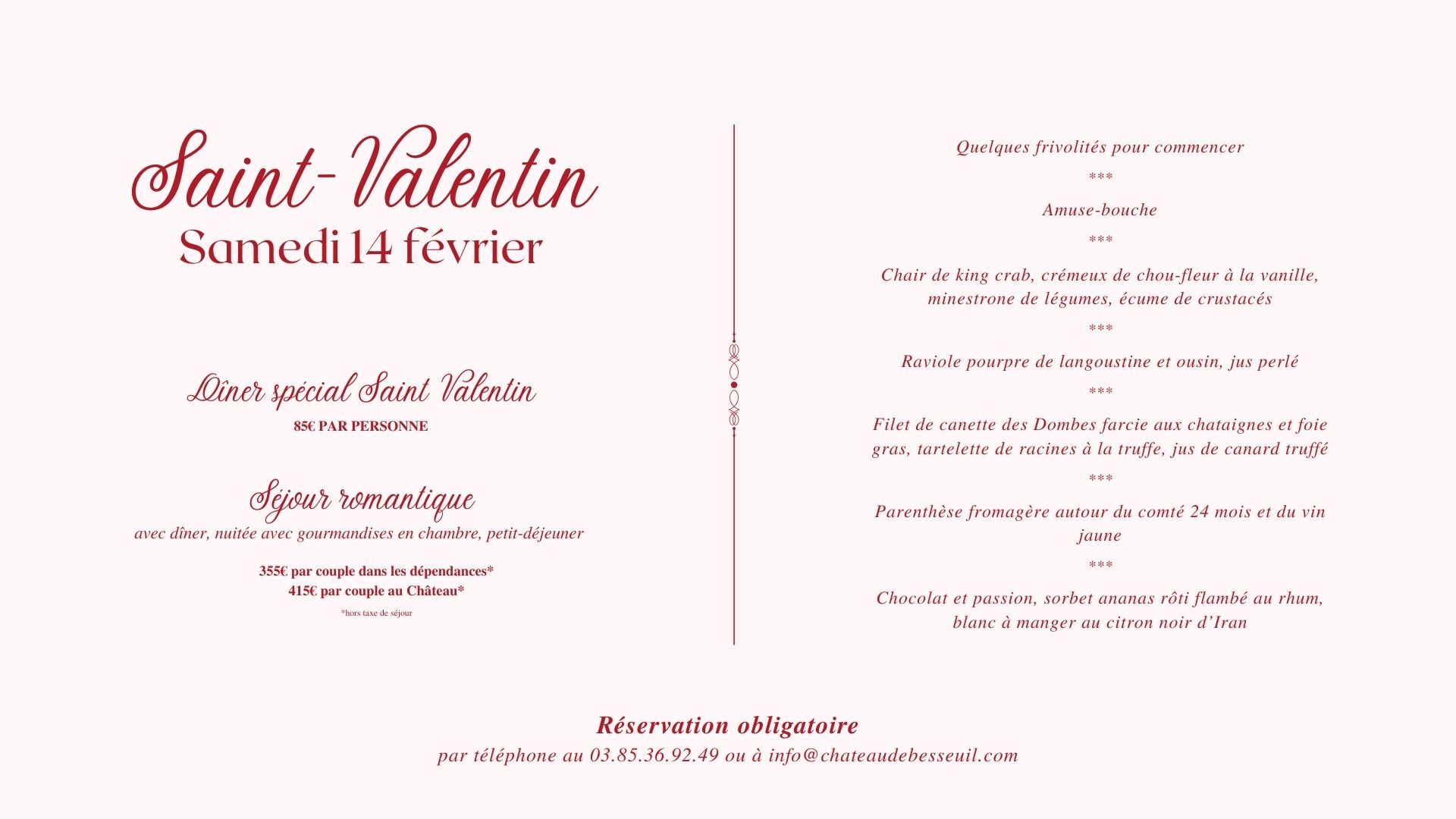 Réservez votre table au Château de Besseuil